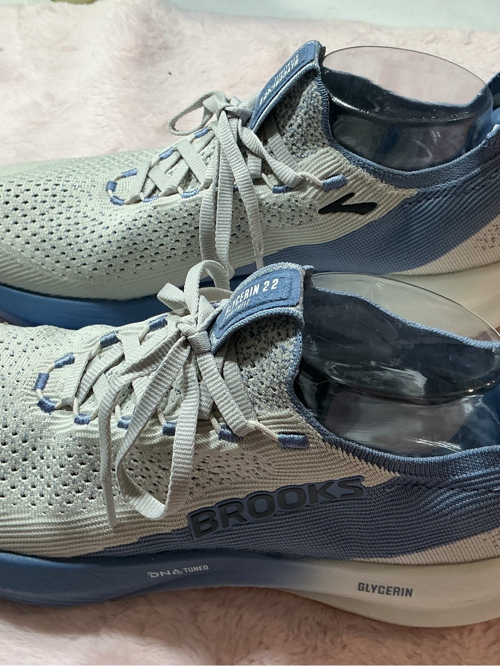 Brooks Men’s Runware Knit Sneakers - Light Gray & Blue 155 - Picture 2 of 8